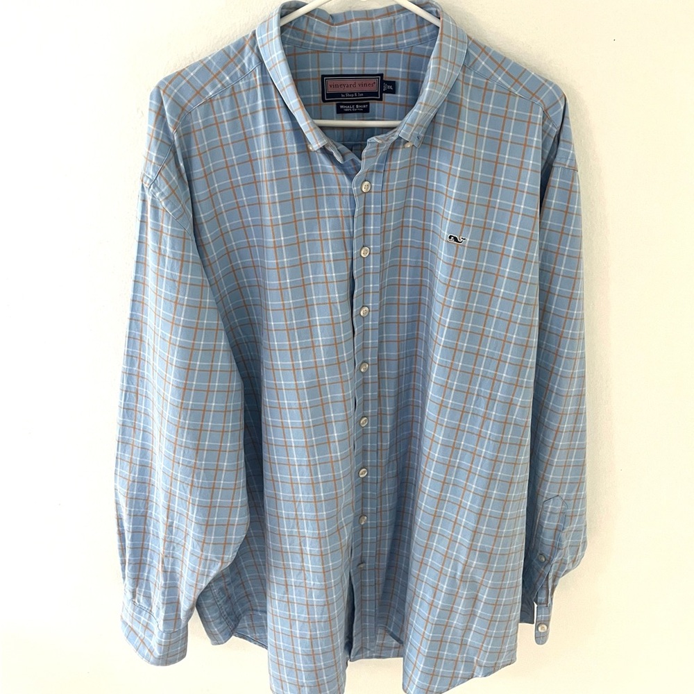 Vineyard Vines Whale Shirt Checkered Long Sleeve, Size: XXL